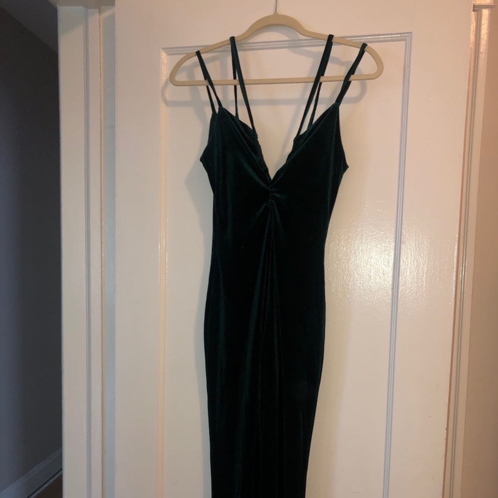 70's green velvet one-piece - flare pants